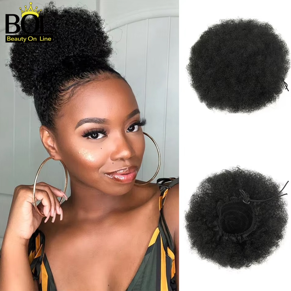 Drawstring Afro Curly Puff Ponytail - 아프로 퍼프 드로스트링 포니테일 익스텐션 곱슬머리
