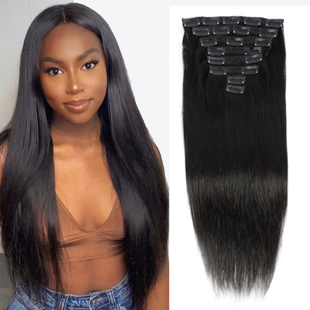 Seamless Clip In Hair Extensions Human Hair - 천연 스트레이트 클립 인 휴먼 헤어