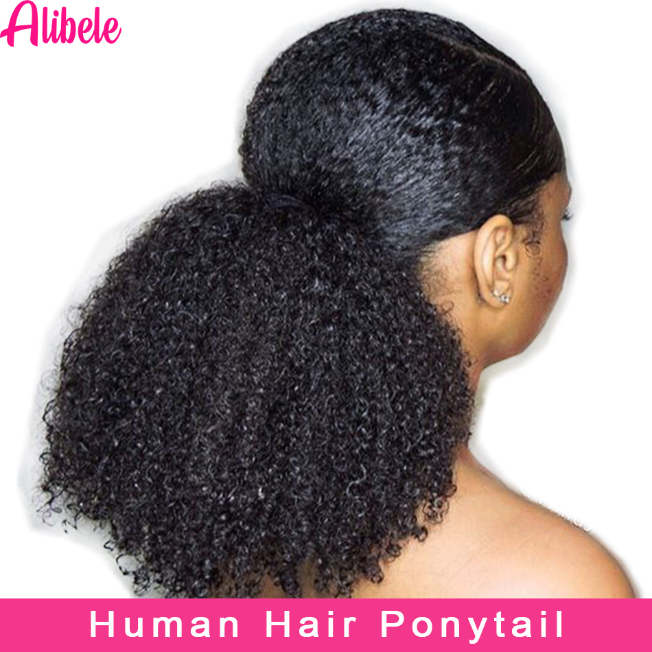 Seamless Clip In Hair Extensions Human Hair - Alibele 몽골리안 특이한 아프로 헤어스타일 곱슬머리