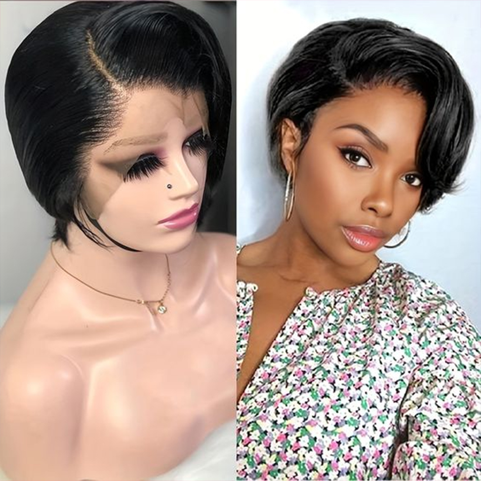 Short Pixie Cut Wig Human Hair Cheap - 여성용 픽시 컷 가발, 인모 100%