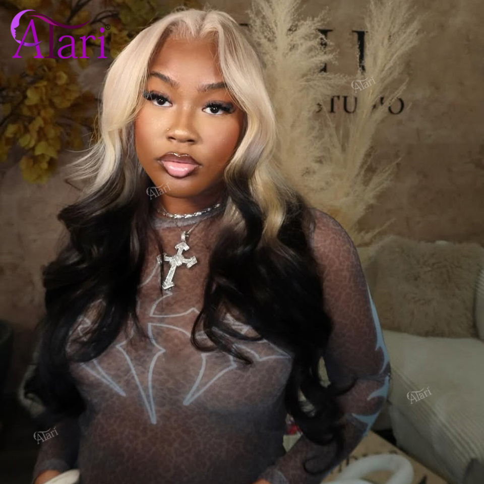 옴브레 블론드 블랙 바디 웨이브 인모 가발 13X4 1 - 613 Blonde Body Wave Lace Front Wig 리뷰 및 가격