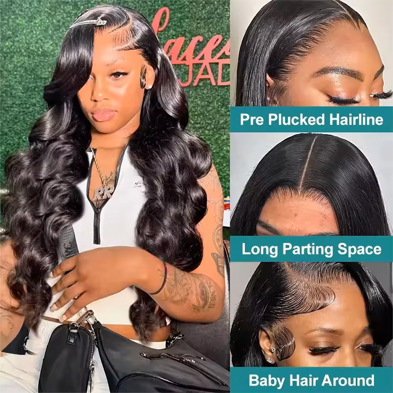 180-220% 밀도의 내추럴 블랙 13x6 13x4  - Human Hair Wigs 리뷰 및 가격