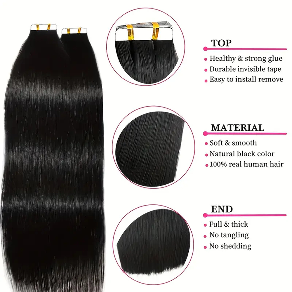 테이프 인 헤어 익스텐션 스트레이트 인모 브라질리언 인 - Invisible Tape In Extensions Real Hair 리뷰 및 가격