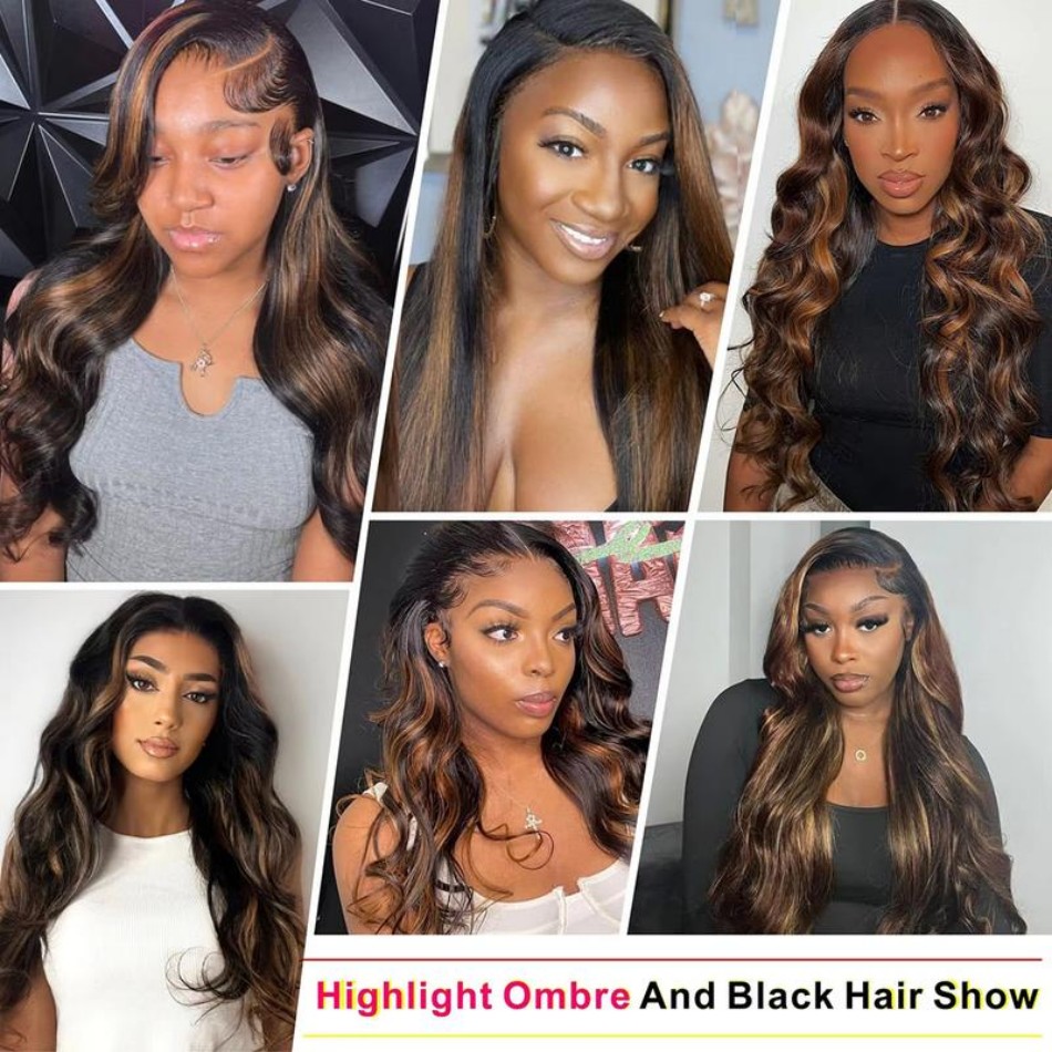 P1B30 하이라이트 옴브레 바디 웨이브 인모 가발 1 - Human Hair Wigs 리뷰 및 가격