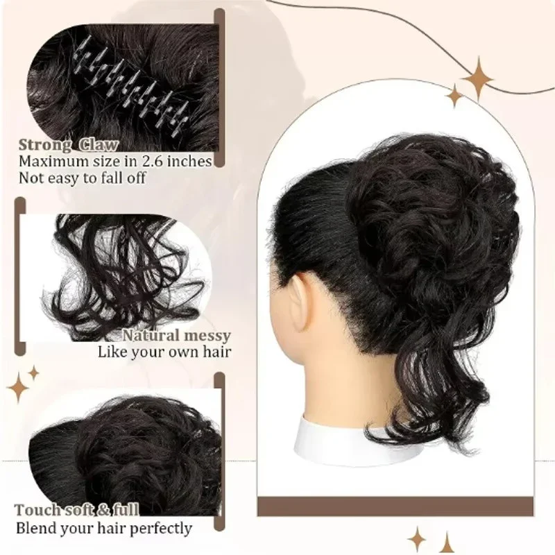 여성용 지저분한 머리 롤빵 머리 조각 클립 클로 헤어  - Claw Clip Messy Bun Hair Piece 리뷰 및 가격