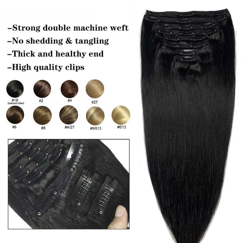 천연 스트레이트 클립 인 휴먼 헤어 익스텐션 브라질리언 - Seamless Clip In Hair Extensions Human Hair 리뷰 및 가격