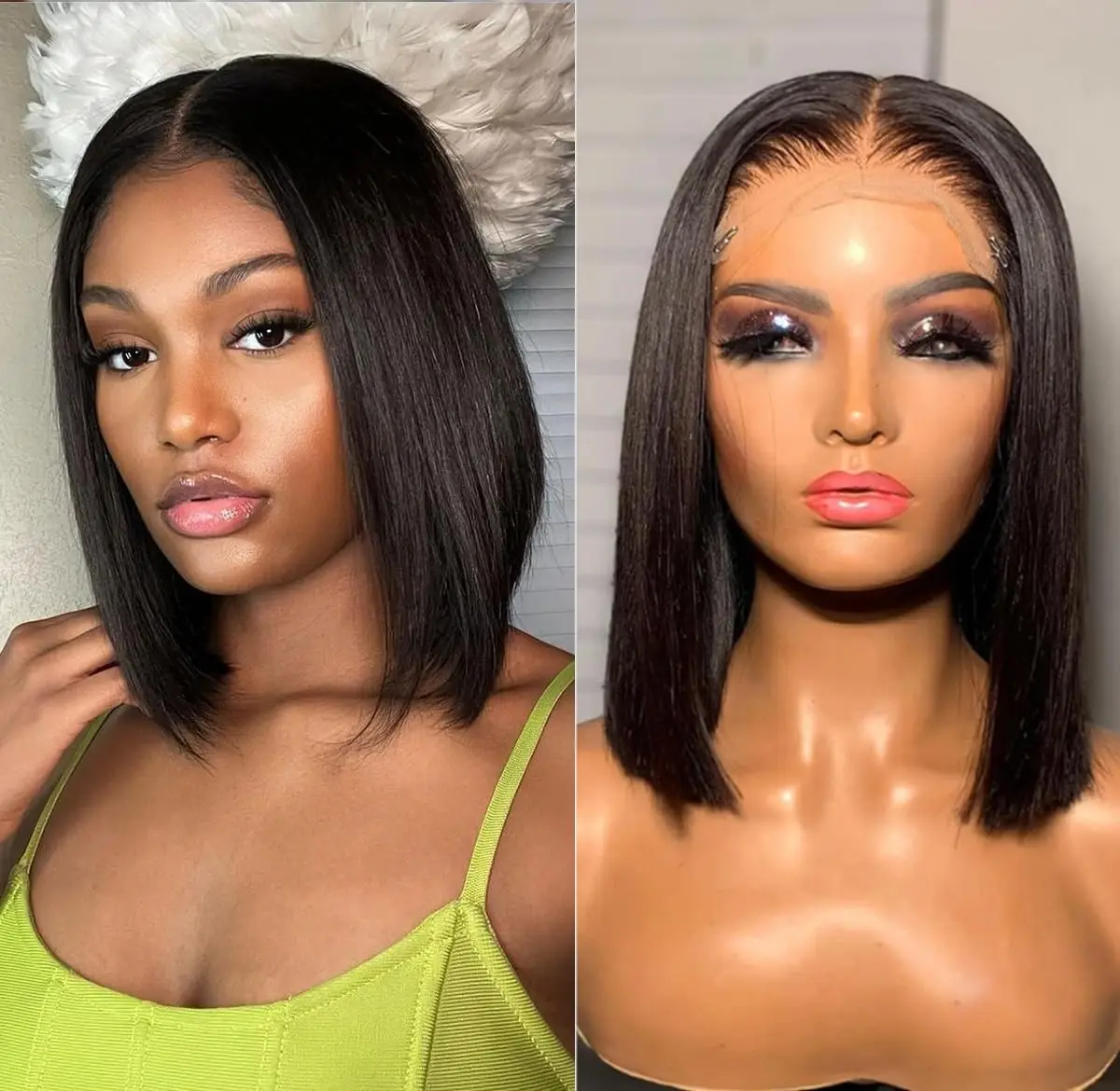 직진 짧은 밥 가발 인모 13x6x1 T 부분 앞면 레 - Glueless Wear And Go Human Hair Wig 리뷰 및 가격