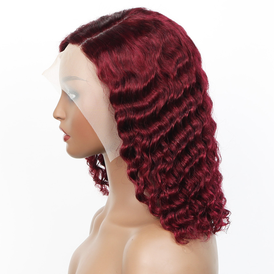99j 버건디 딥 밥 가발 인모 숏 컬리 웨이브 180 - Glueless Wear And Go Human Hair Wig 리뷰 및 가격
