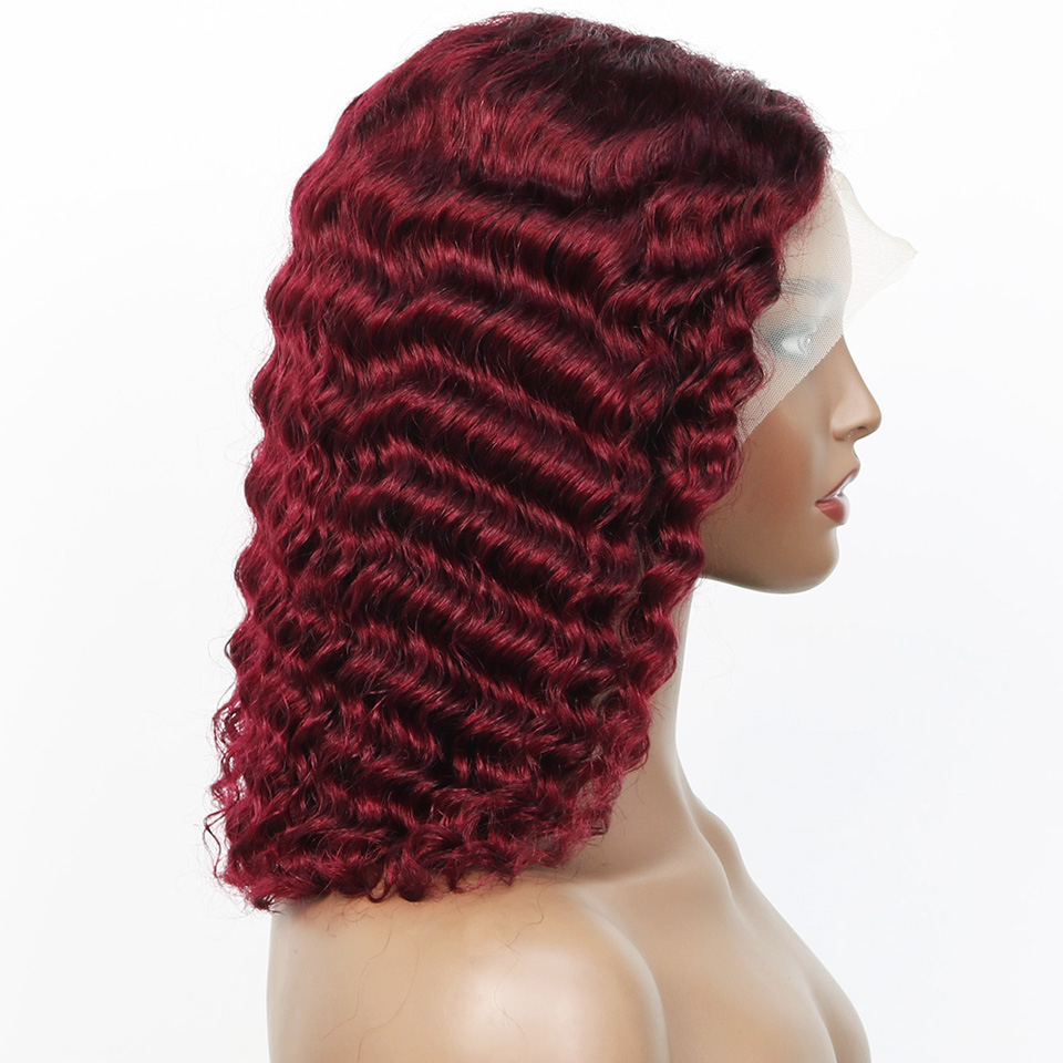 99j 버건디 딥 밥 가발 인모 숏 컬리 웨이브 180 - Glueless Wear And Go Human Hair Wig 리뷰 및 가격