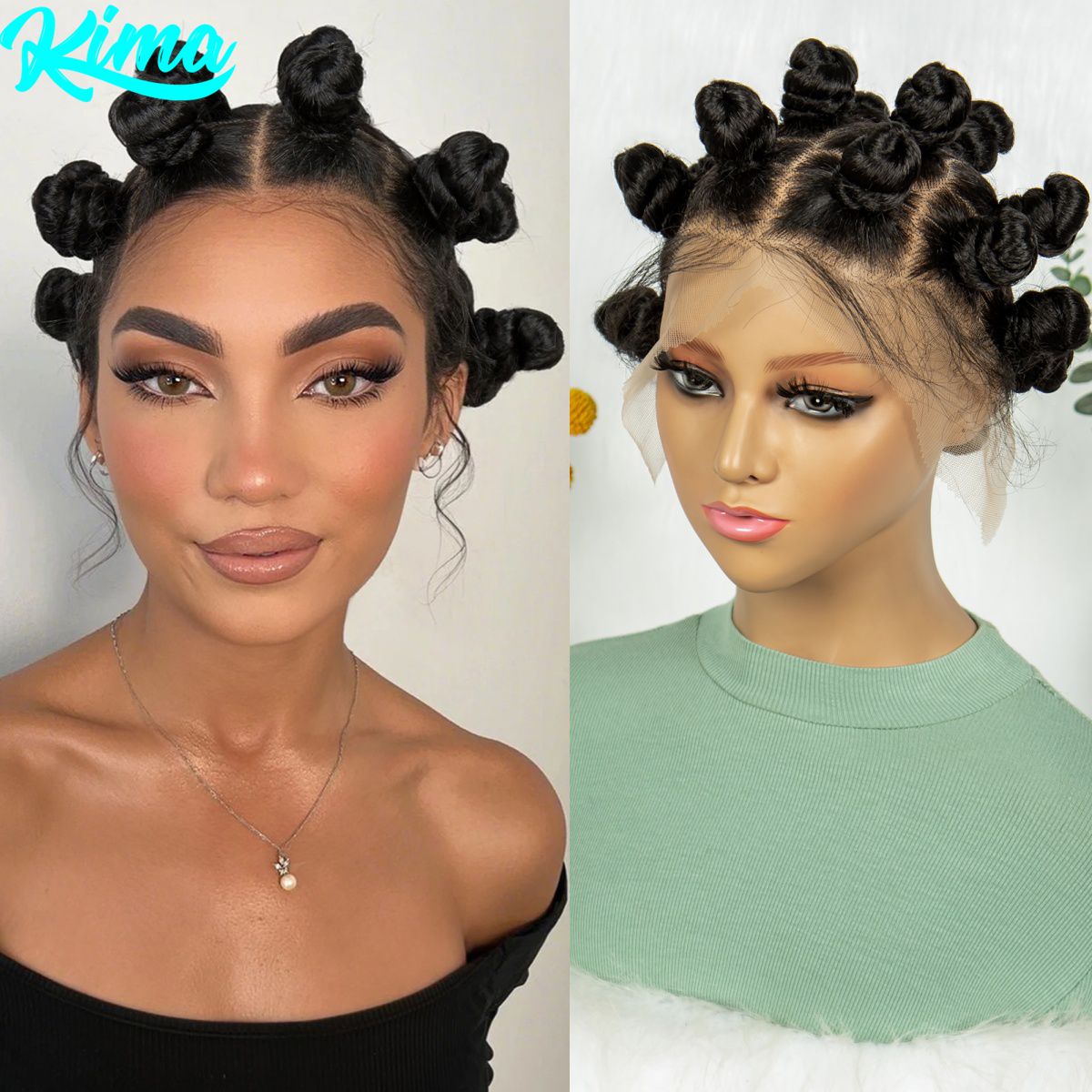 전체 레이스 수제 Bantu 땋은 가발 합성 레이스 정 - Synthetic Braided Wigs For Black Women 리뷰 및 가격