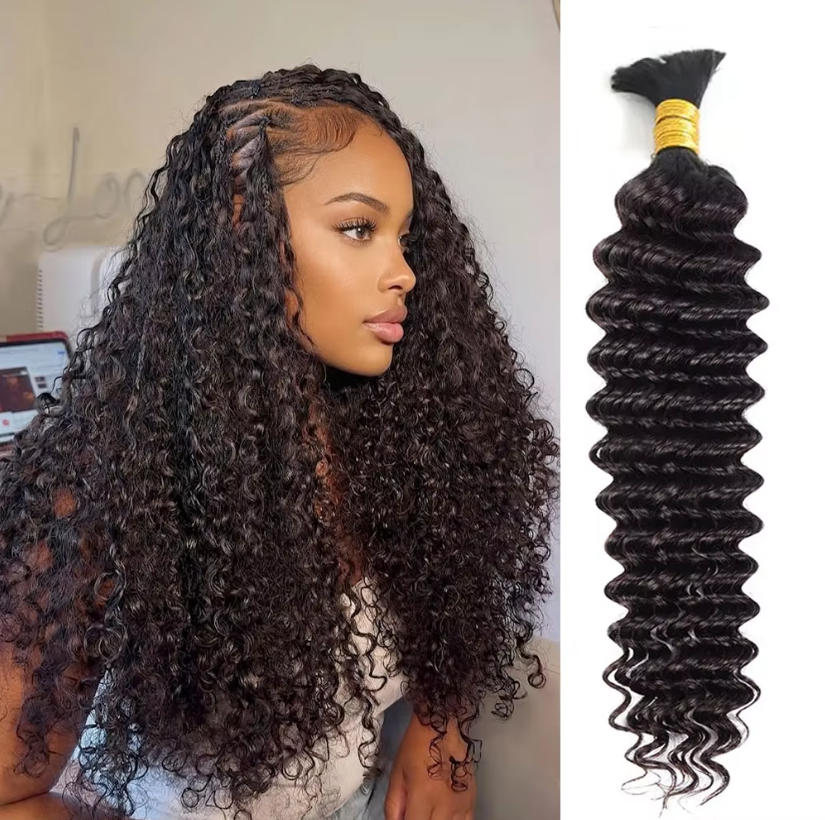 루즈 벌크 인모 딥 워터 웨이브 브레이딩 헤어 110g - Water Wave Bulk Human Hair For Braiding 리뷰 및 가격