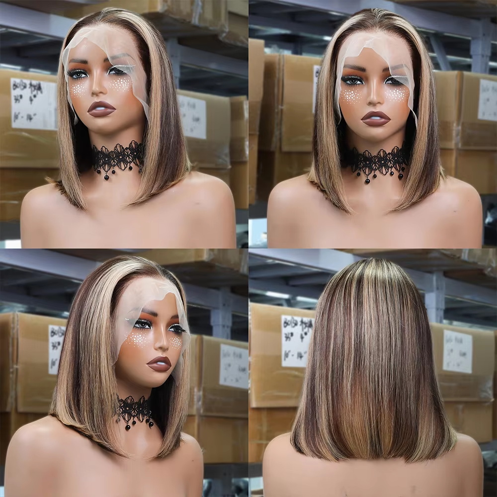 허니 블론드 밥 가발 인모 P4/27 옴브레 하이라이트 - Glueless Wear And Go Human Hair Wig 리뷰 및 가격