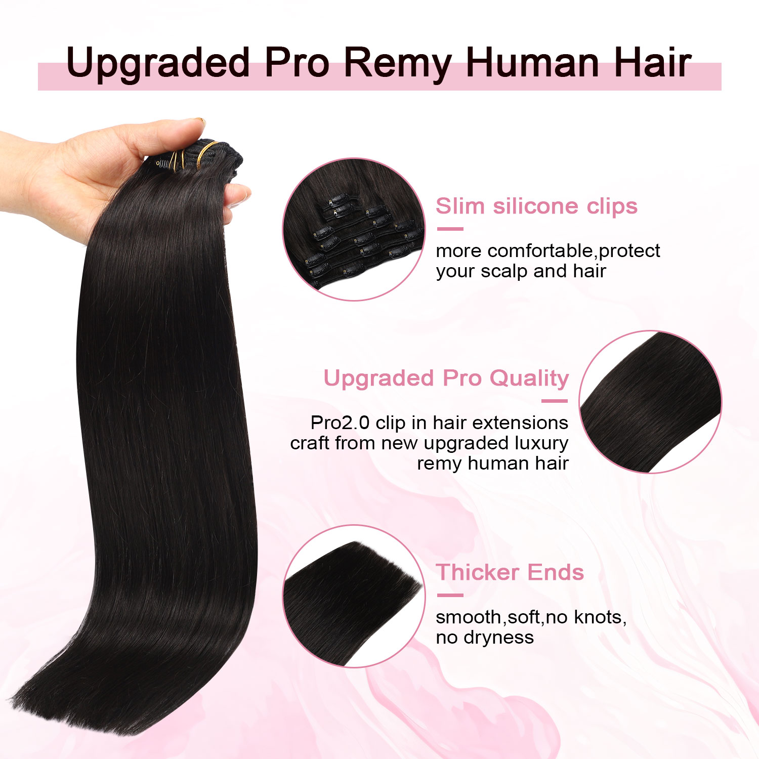 스윗멧 프로2.0 클립인 헤어 익스텐션 천연 인모 12 - Seamless Clip In Hair Extensions Human Hair 리뷰 및 가격
