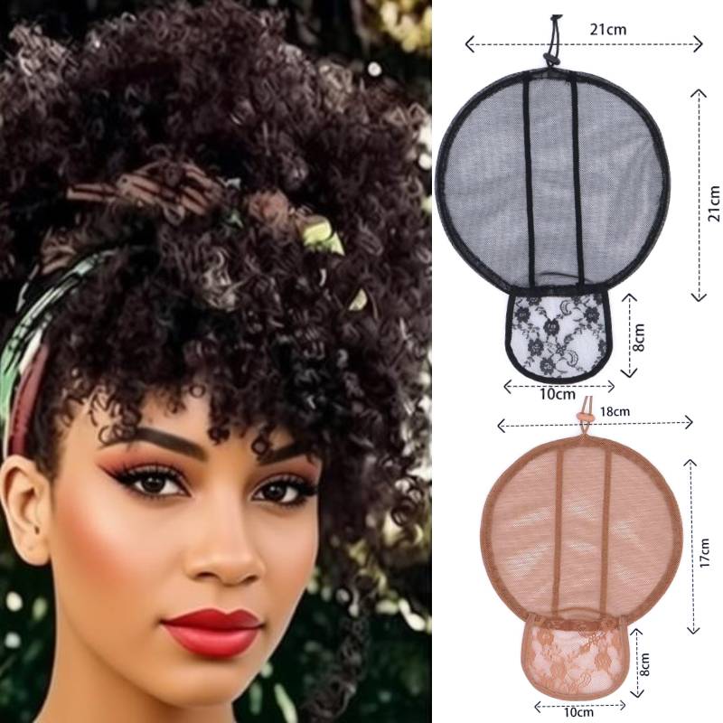 17cm 조절 가능한 드로스트링 아프로 퍼프 네트 캡( - Drawstring Afro Curly Puff Ponytail 리뷰 및 가격