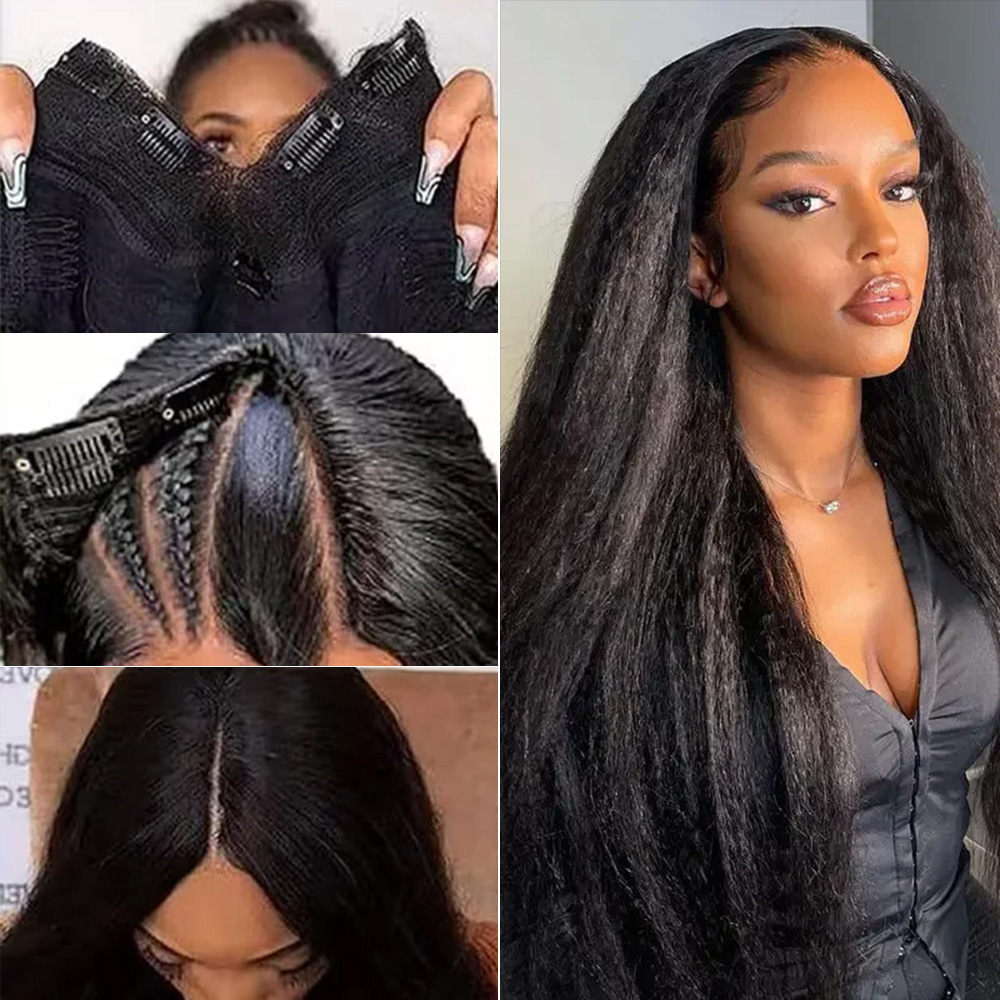 킨키 야키 스트레이트 인모 V파트 가발 16-32인치  - Glueless Wear And Go Human Hair Wig 리뷰 및 가격