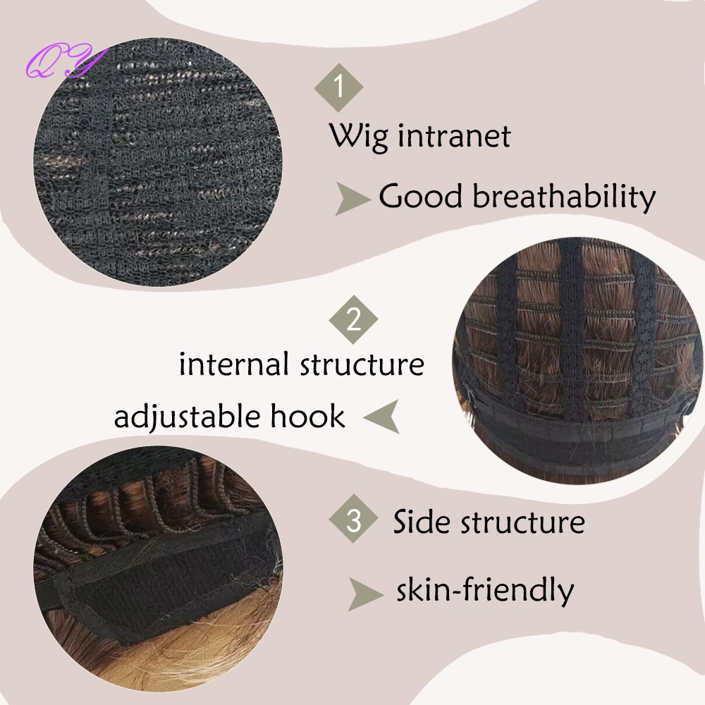 합성 짧은 갈색 아마색 남성용 레이어드 푹신한 가발(앞 - Synthetic Wigs 리뷰 및 가격