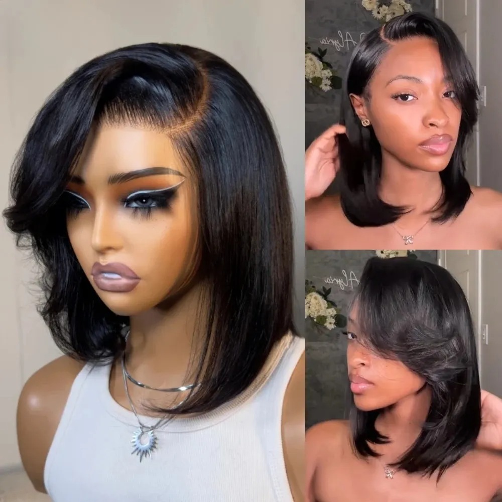블랙 숏밥 스트레이트 레이스 프론트 가발 (뱅 포함)  - Pre Parted 13X4 Lace Front Bob Wig 리뷰 및 가격