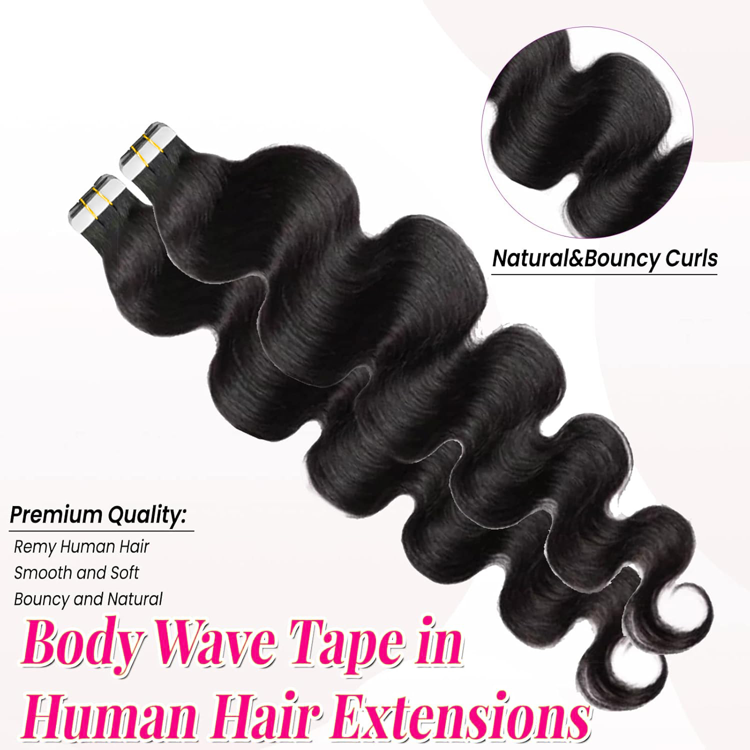 테이프인 인모 헤어 익스텐션 바디 웨이브 20피스/팩  - Invisible Tape In Extensions Real Hair 리뷰 및 가격