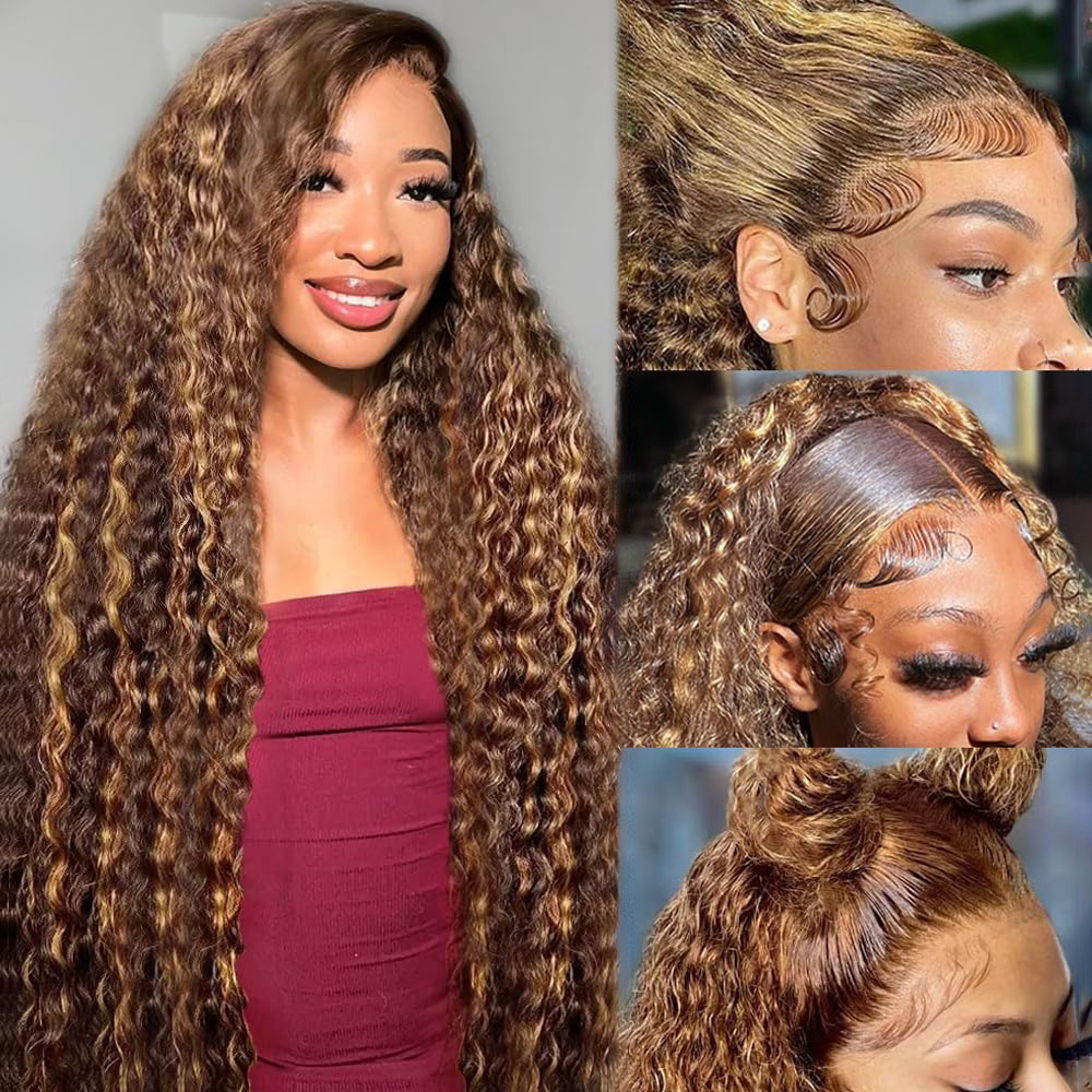 36인치 딥 웨이브 P4/27 하이라이트 옴브레 13x - Lace Front Wigs 리뷰 및 가격