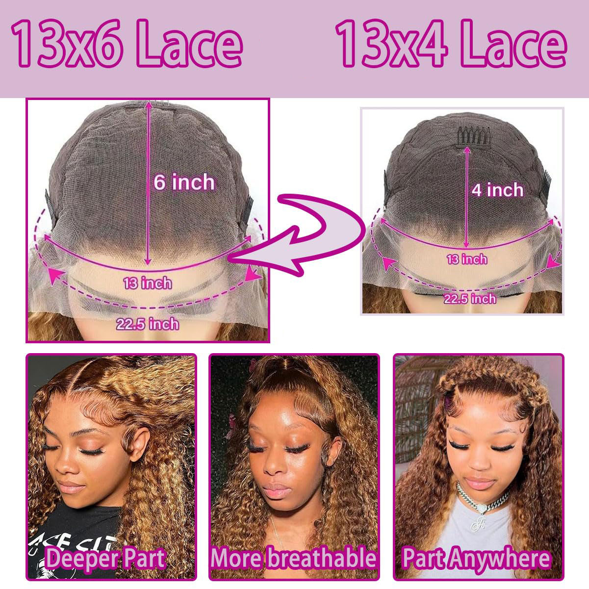 36인치 딥 웨이브 P4/27 하이라이트 옴브레 13x - Lace Front Wigs 리뷰 및 가격