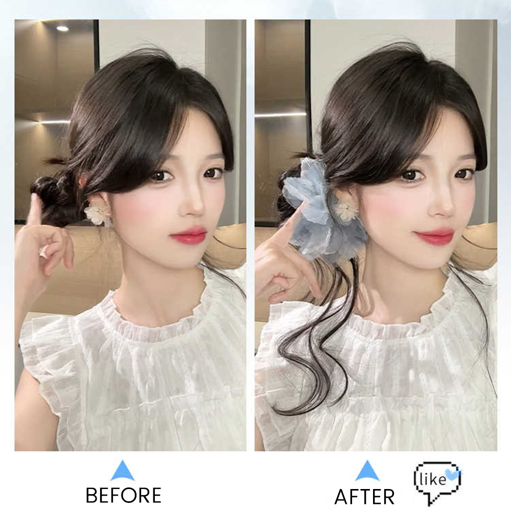 합성 짧은 웨이브 곱슬머리 꽃 모양 엉덩이머리 헤어피스 - Claw Clip Messy Bun Hair Piece 리뷰 및 가격