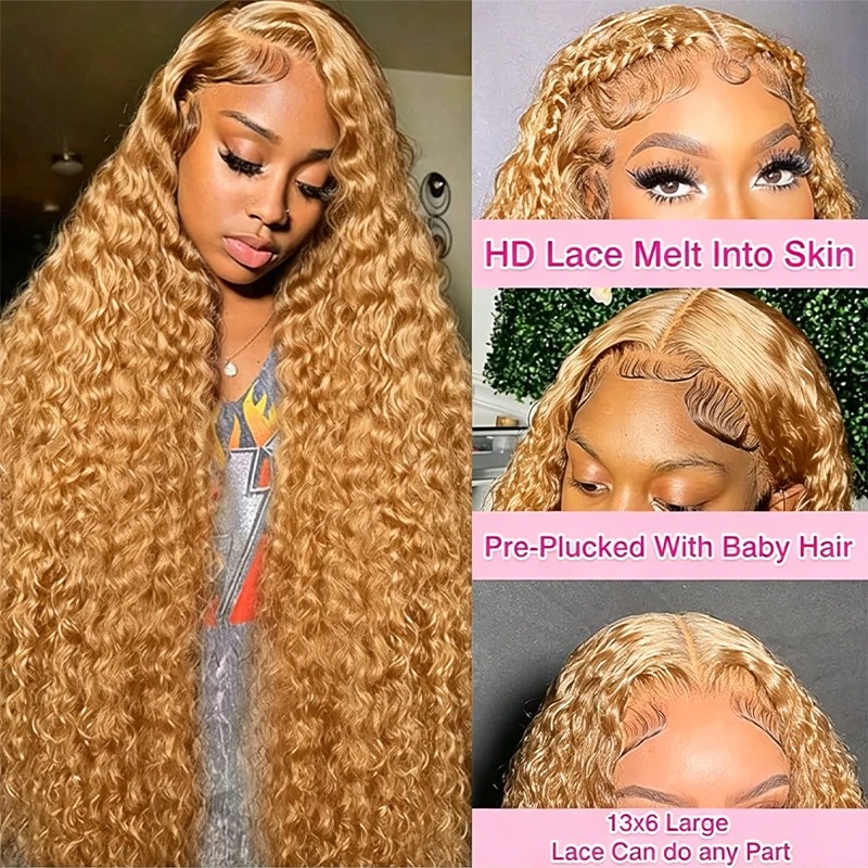 34인치 38인치 허니 블론드 인모 가발 딥 웨이브 1 - Human Hair Wigs 리뷰 및 가격