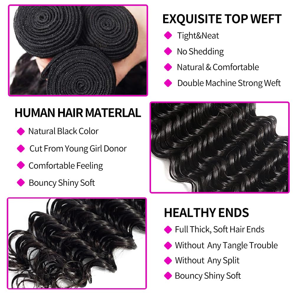 인모 헤어 번들 (클로저 포함) 딥 웨이브 브라질리언  - Deep Wave 3 Bundles With Closure 리뷰 및 가격