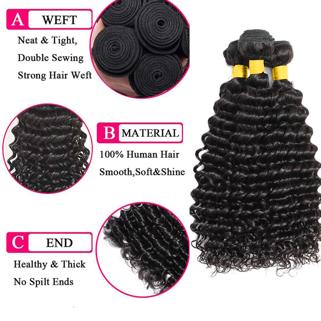 인모 헤어 번들 (클로저 포함) 딥 웨이브 브라질리언  - Deep Wave 3 Bundles With Closure 리뷰 및 가격