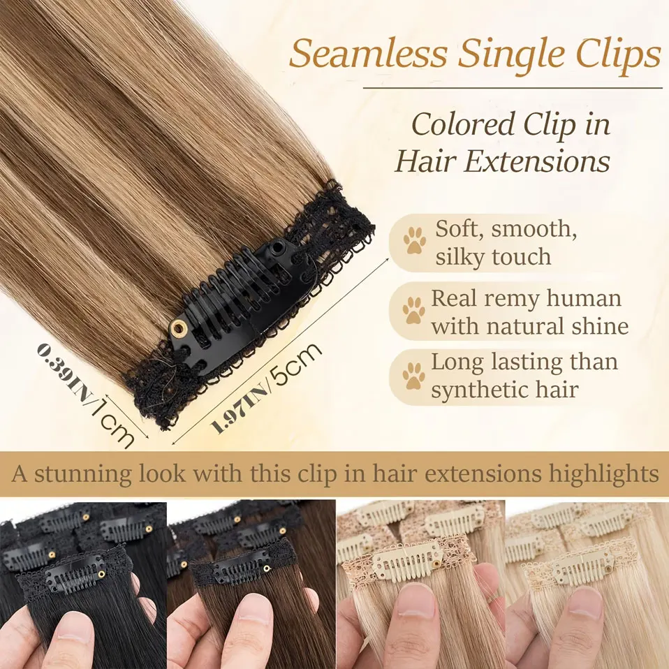 클립형 붙임머리, 심리스 스트레이트, 6피스 세트, 이 - Seamless Clip In Hair Extensions Human Hair 리뷰 및 가격