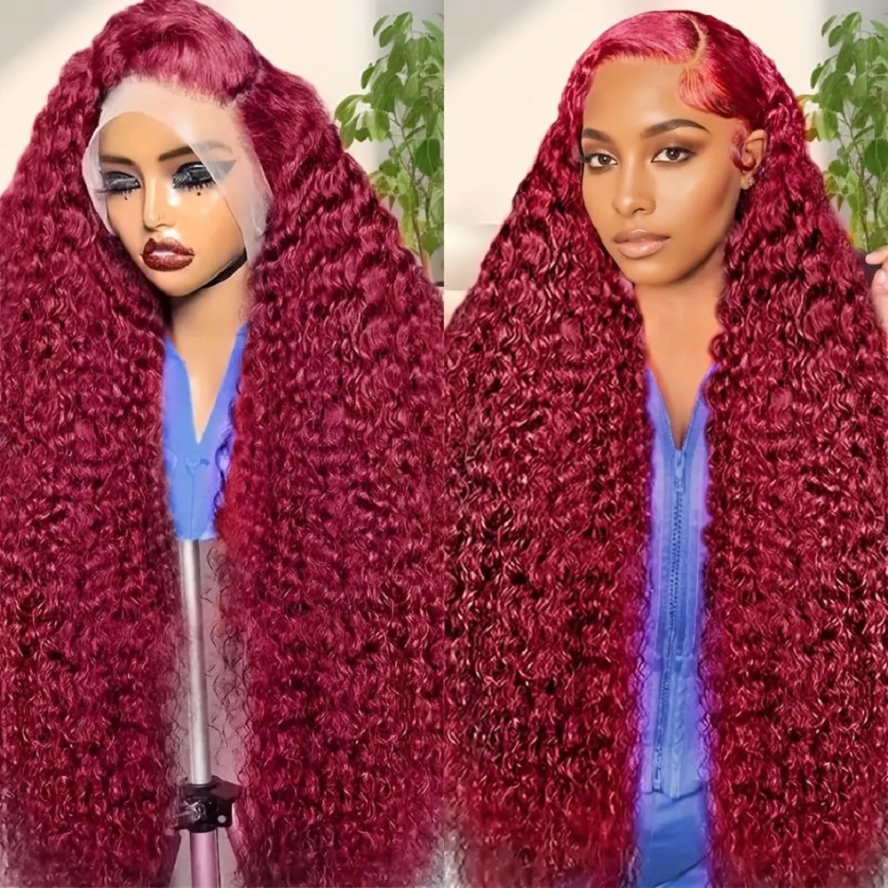 200% 밀도 버건디 딥 웨이브 인모 가발 99J 컬러 - Human Hair Wigs 리뷰 및 가격
