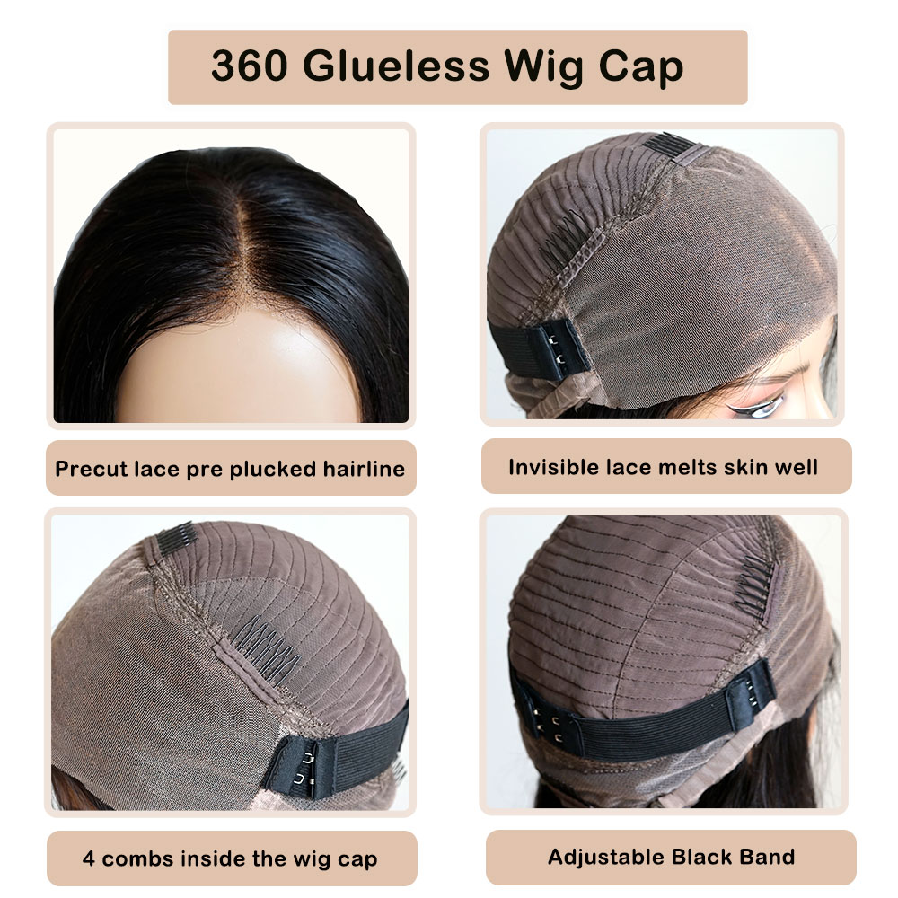 브라질리언 프리컷 본 스트레이트 인모 앞머리 있는 36 - Lace Front Wigs 리뷰 및 가격